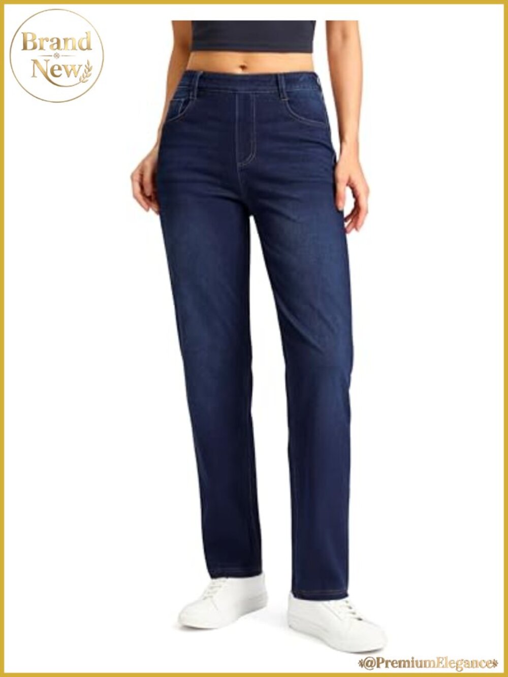 Women's Stretchy Pull-On High Waisted Straight Leg Jeans